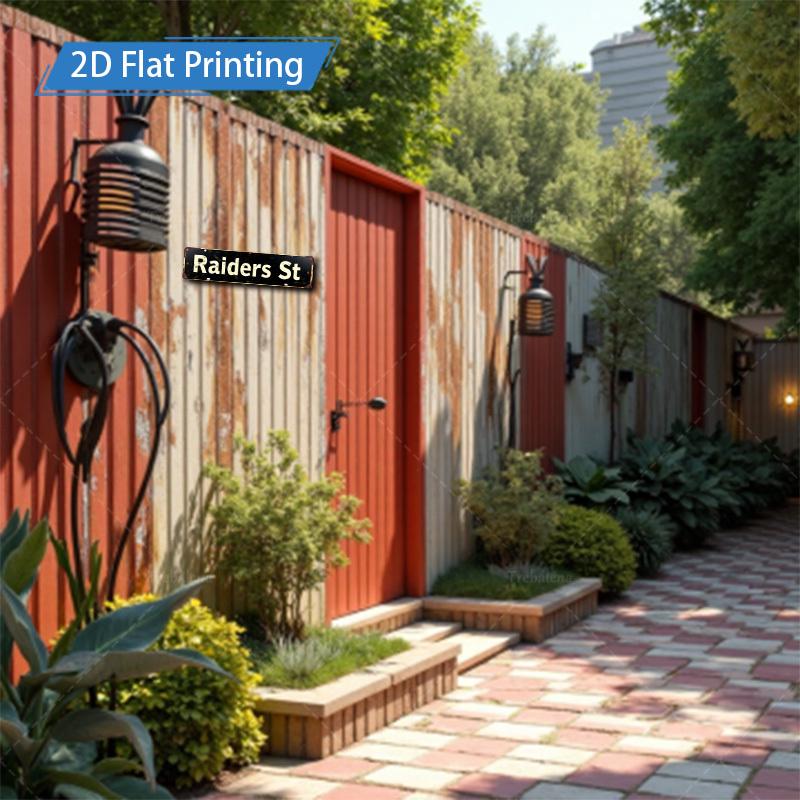 [2D FLAT] 1pc Metal Sign, 4x16inch Retro Raiders Street Sign Metal Wall Art for Outdoor Garden or Home Decor, Vintage Style with 2D Flat Printing Finish Wall Art Aluminum Painting Ideal for Porch Outdoor Garden Bar Home Decor Gifts, New Years Decorations