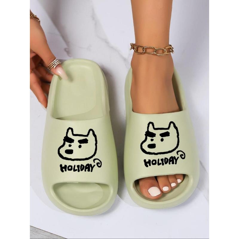 (New)Women's Cute Cartoon Dog Pattern Slides, Casual Soft Comfortable Home Slippers, Non-slip Slippers for Indoor & Outdoor Wear, Girl(Gift)11