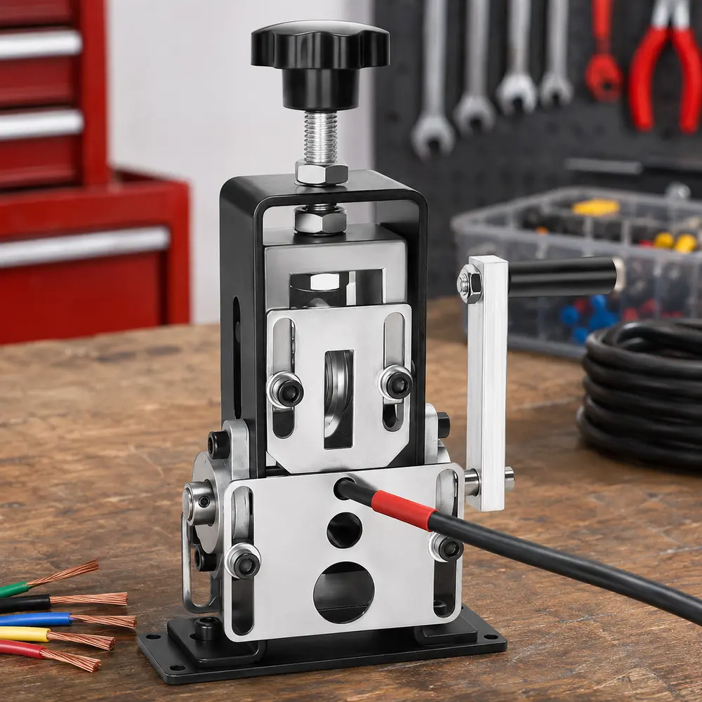 Adjustable Cable Wire Stripper Machine - 1-25mm Wire Compatibility, Iron Frame Design, Hand Crank-Drill Dual Operation, Efficient Scrap Copper Stripping Tool for Home Garage & Copper Recycling