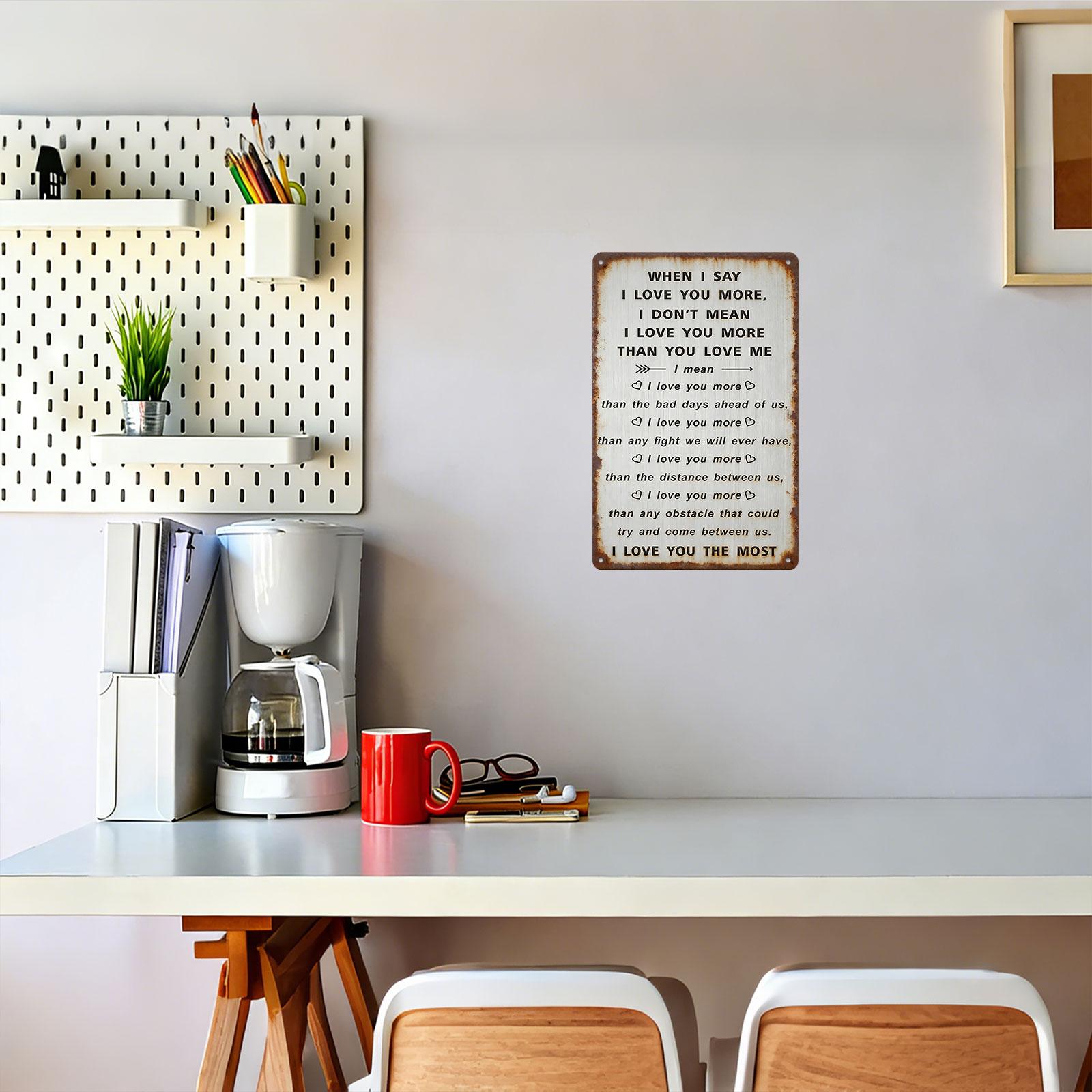 8x12 Inch Aluminum "I Love You More" Metal Sign – Heartwarming Wall Art for Bedroom, Living Room & Anniversary Decor. Rustic Metal Style, Waterproof & Sentimental. Ideal Gift for Partners, Anniversaries & Weddings.