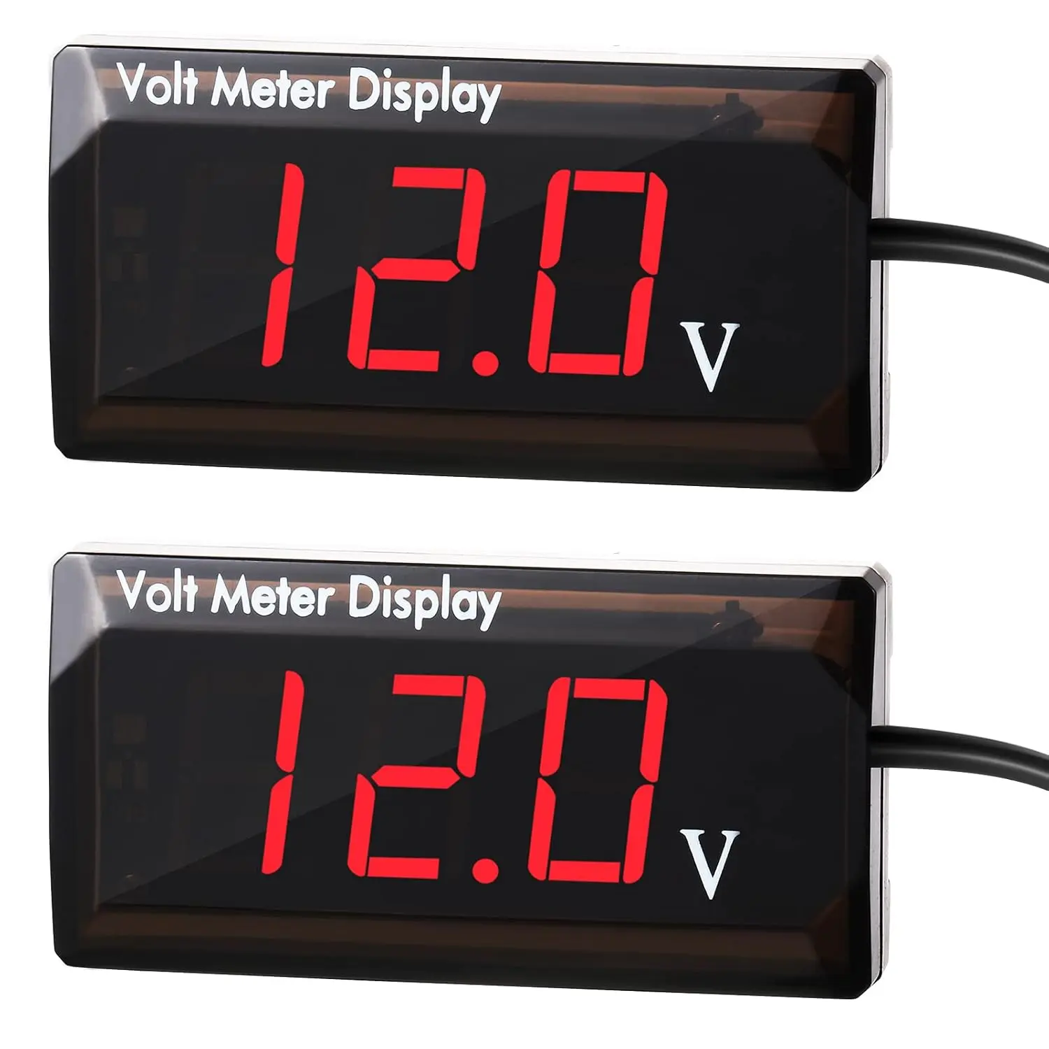 2 Pieces DC 4 to 28V Car Digital Voltmeter, 12V Voltage Meter, Car Audio Gauge with LED Display, 12V Waterproof Voltage Gauge Meter for Motorcycle (Red Light)