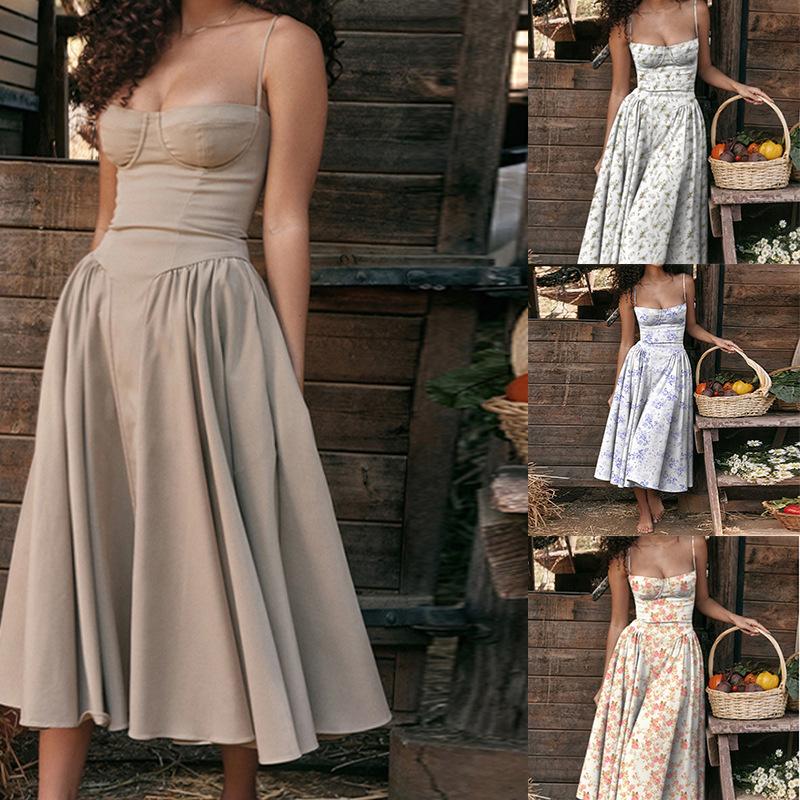 Summer 2026, European And American Strapless Dresses, New Waist-Cinching Fashionable And Sexy Slip Dresses