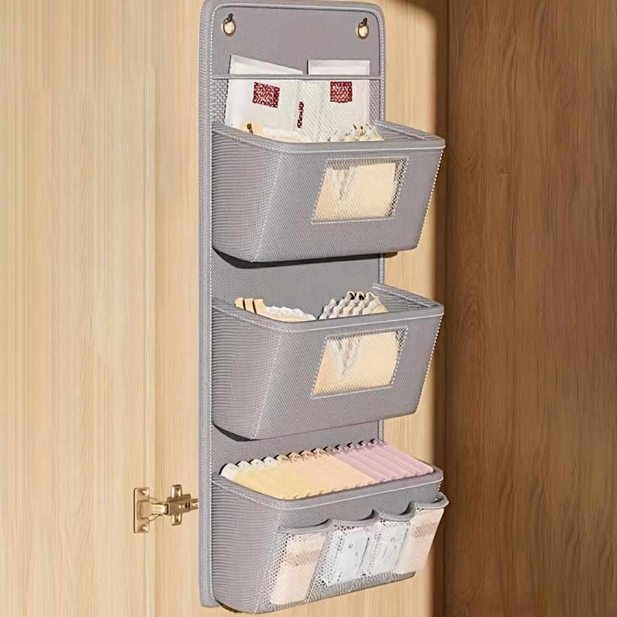 Multifunctional Wall-Mounted Storage Box with Multiple Pockets, Window and Hooks, Perfect for Office, Closet, and Bathroom Use, Desk Organizer Tidy, Multi Grids Organizer, Work Organizer