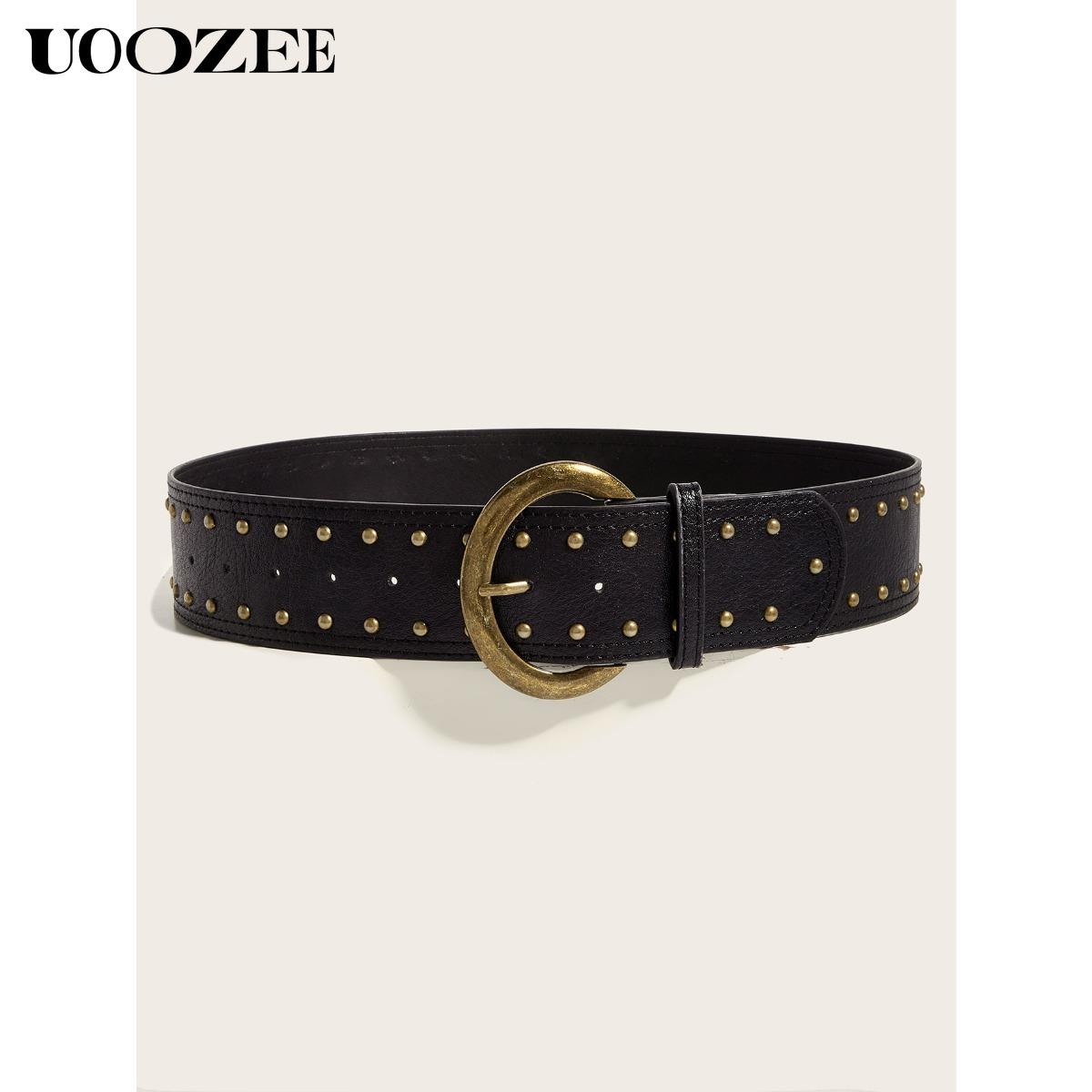 UOOZEE 2025 Fashion Punk Style Rivet Personality Belt Decoration Versatile Pin Buckle Belt Trendy Belt, Various Colors Optional