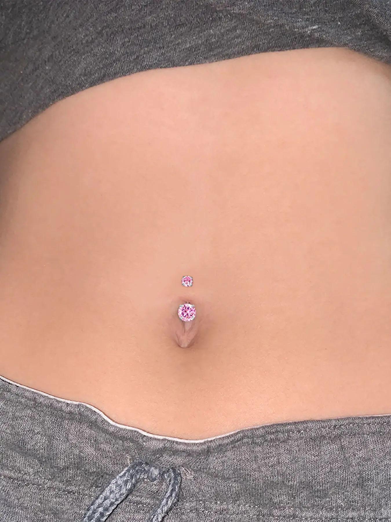 10pcs/set Elegant Rhinestone Heart Decor Belly Button Ring, Trendy Women Belly Piercing Body Jewelry, Classic Fashion Accessories for Daily Wear, Valentine's Day Gift, Body Piercings Set