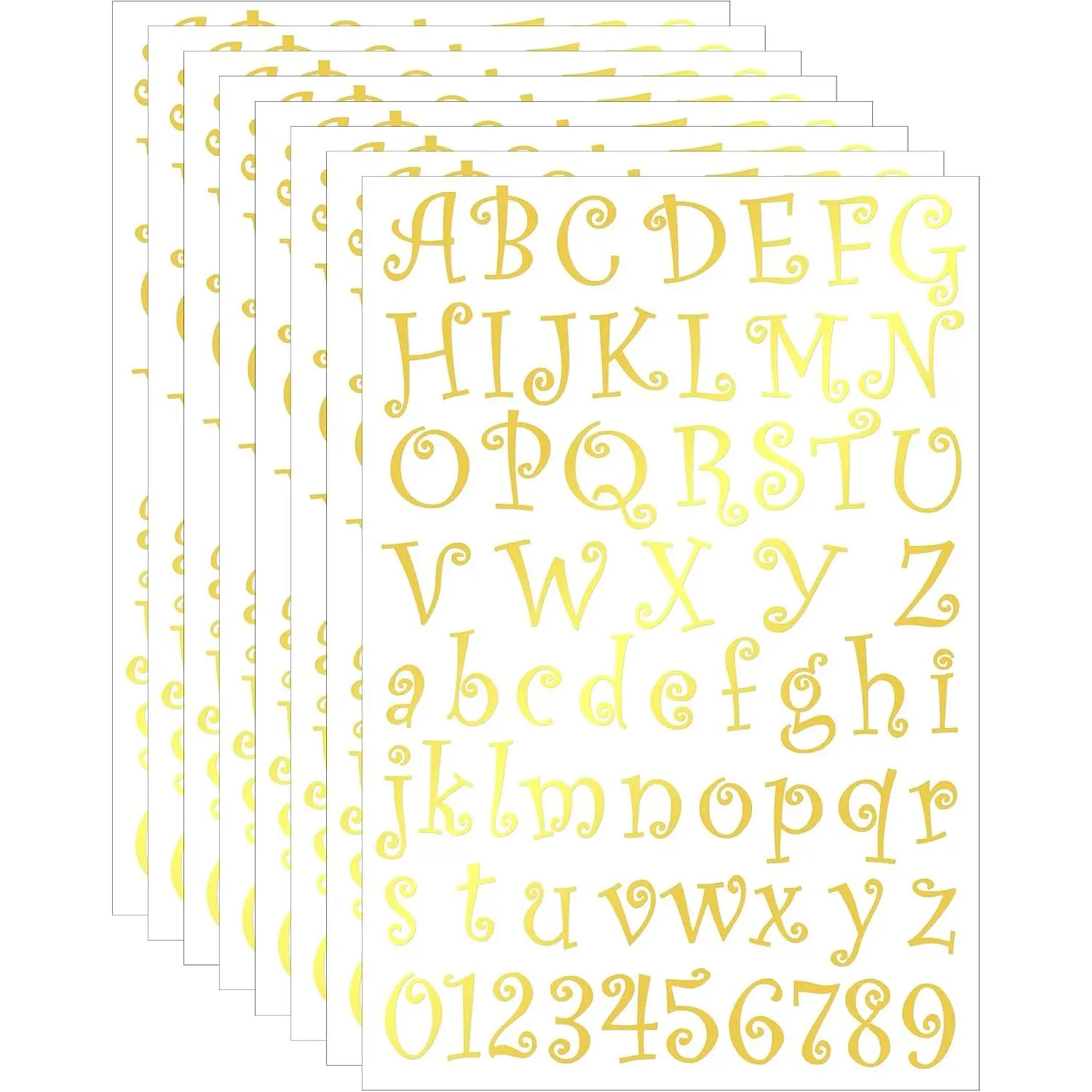 496 count 8 Sheets Vinyl Letter Stickers, 1 Inch Self Adhesive Alphabet Number Stickers for Graduation  to School Water Bottle Cups Mailbox Scrapbooking Bulletin Board(Mirror )