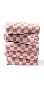 Hand Towels 5 Pack Cotton Face Towels Soft, Absorbent, and Decorative Checkered Design for Bathroom, Kitchen, Gym, and Spa 13 x 29 Inches for Any Occasion