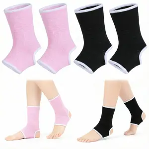2 Pairs Compression Ankle Brace  Kids, Elastic Braces  Sprained Ankles, Kids Ankle Support  Youth Aged 6-14, Ankles Compression Sleeve  Dance Sports (Black and Pink)