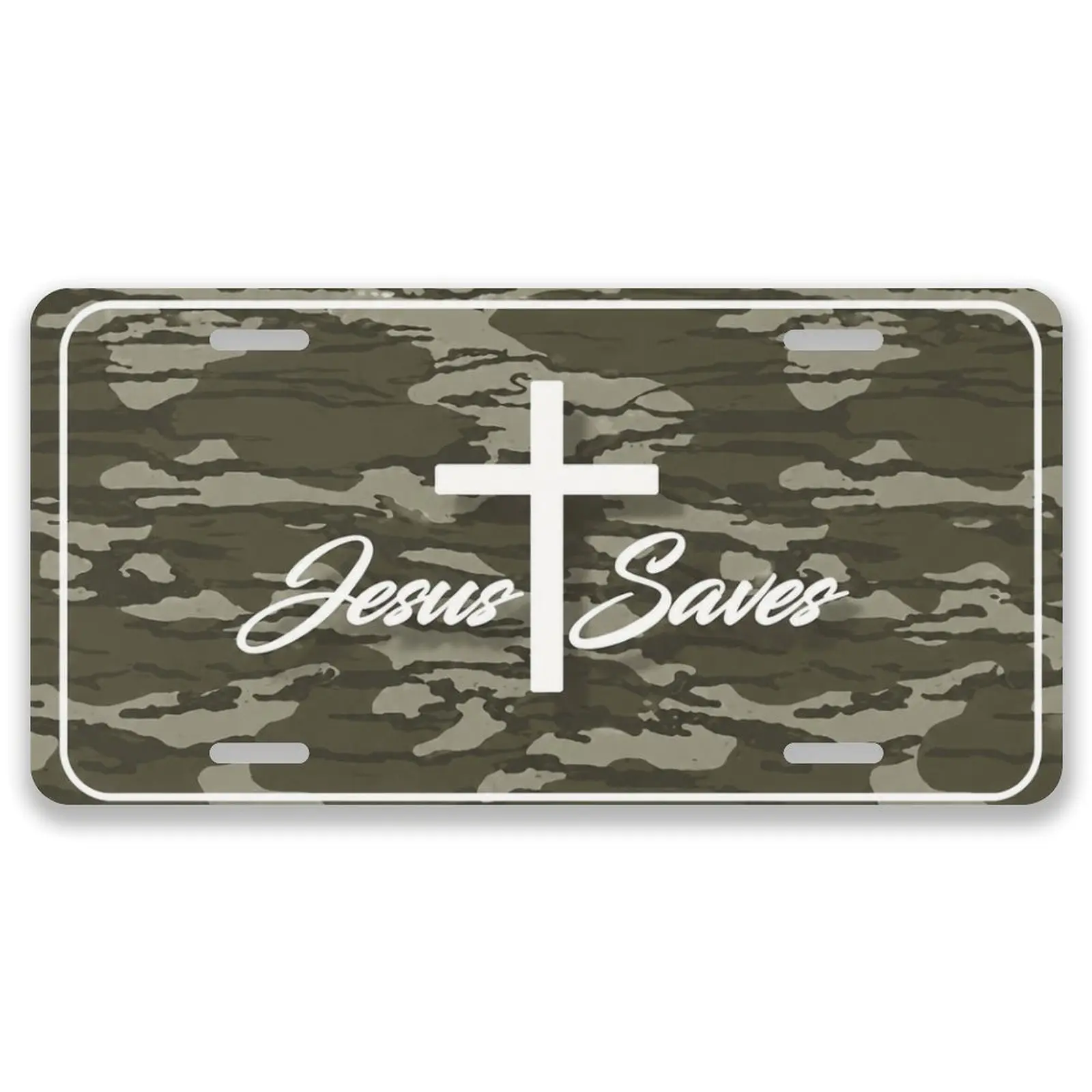 Jesus Saves Camo License Plates Car Decor- 12x6 In Front License Plate, – Made in USA, Car Truck Tag Humor Trucks & Cars, 4 Pre-Drilled Holes,Easy Installation,Perfect Gift Ideas