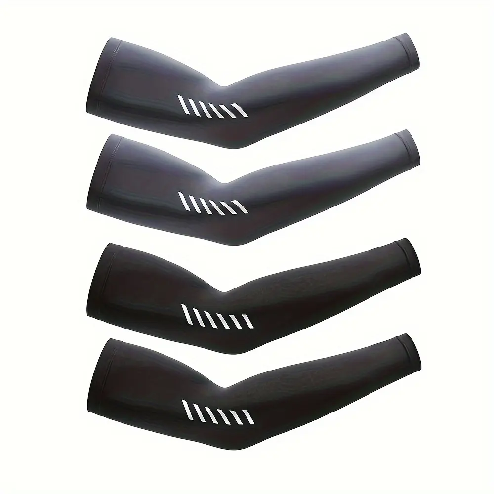 Unisex Cooling Arm Sleeves (2 Pairs), Sporty Polyester Knit with Compression for Outdoor Fitness, Breathable & Quick-Dry, 1 Size, One Size