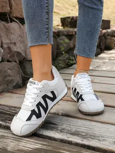 Summer Mesh Patchwork Colorblock Design Wide Round Toe Soft Elastic Shockproof Anti-Slip Rubber Sole Women's Daily Sports Shoes