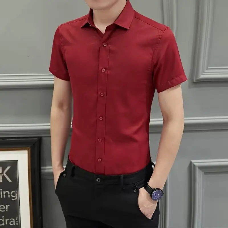 Short-sleeved Shirt Wine Red