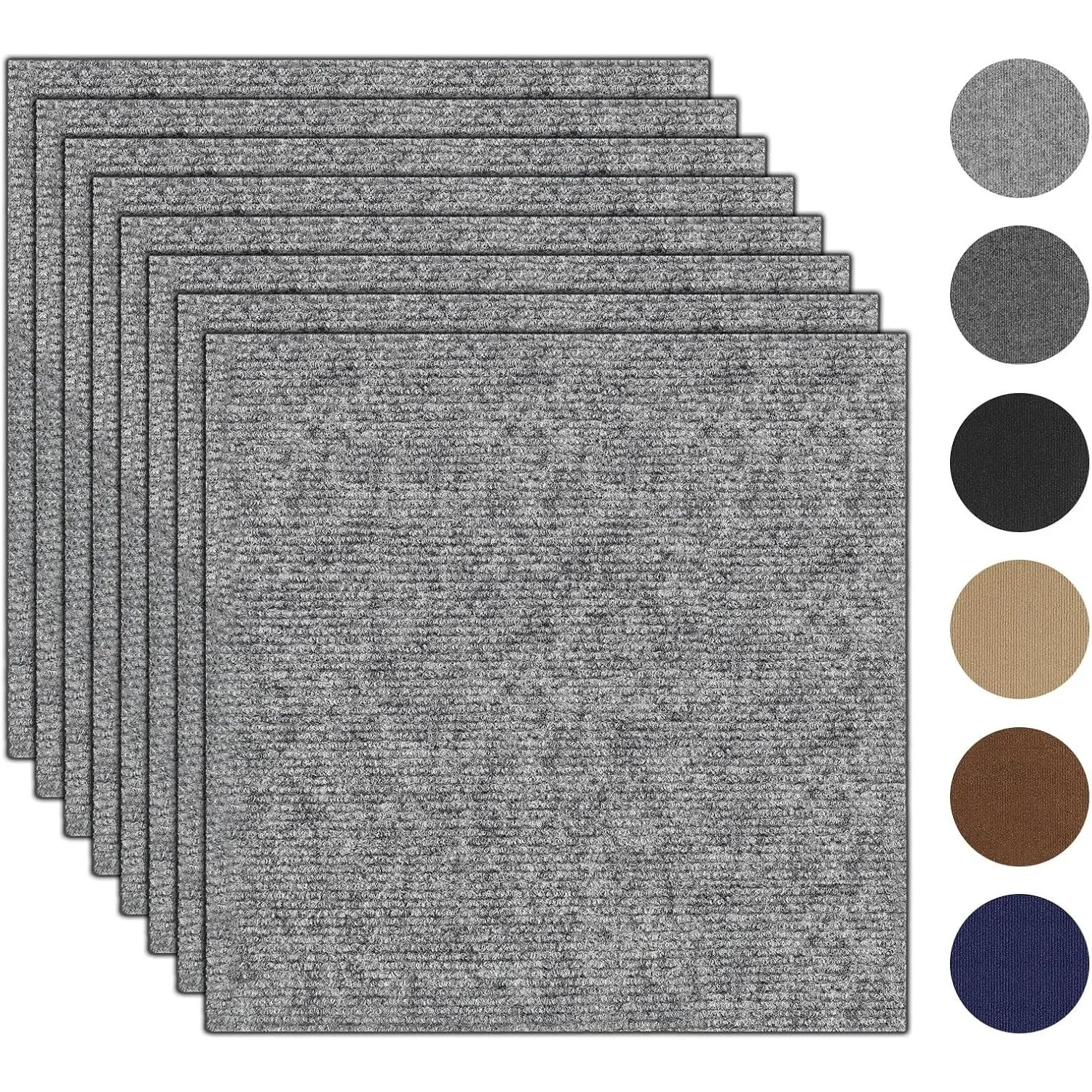 10 count Peel and Stick Carpet Tiles, Non-Slip 12"x12" | Polypropylene, soft cushioned, durable, easy DIY install, for bedroom, living room, basement, entryway,  office