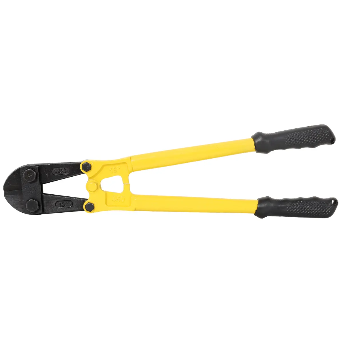 18 Inch Heavy Duty Bolt Cutter, Yellow Steel Cutting Tool with Black Rust-Resistant Coating, Ergonomic Non-Slip Soft Rubber Grip Handle, Sharp Blade for Cutting Bolt Chain Wire Rivet Lock, Portable Hand Tool for Home and Workshop, 18.00(L) X 5.00(W) X 1.3