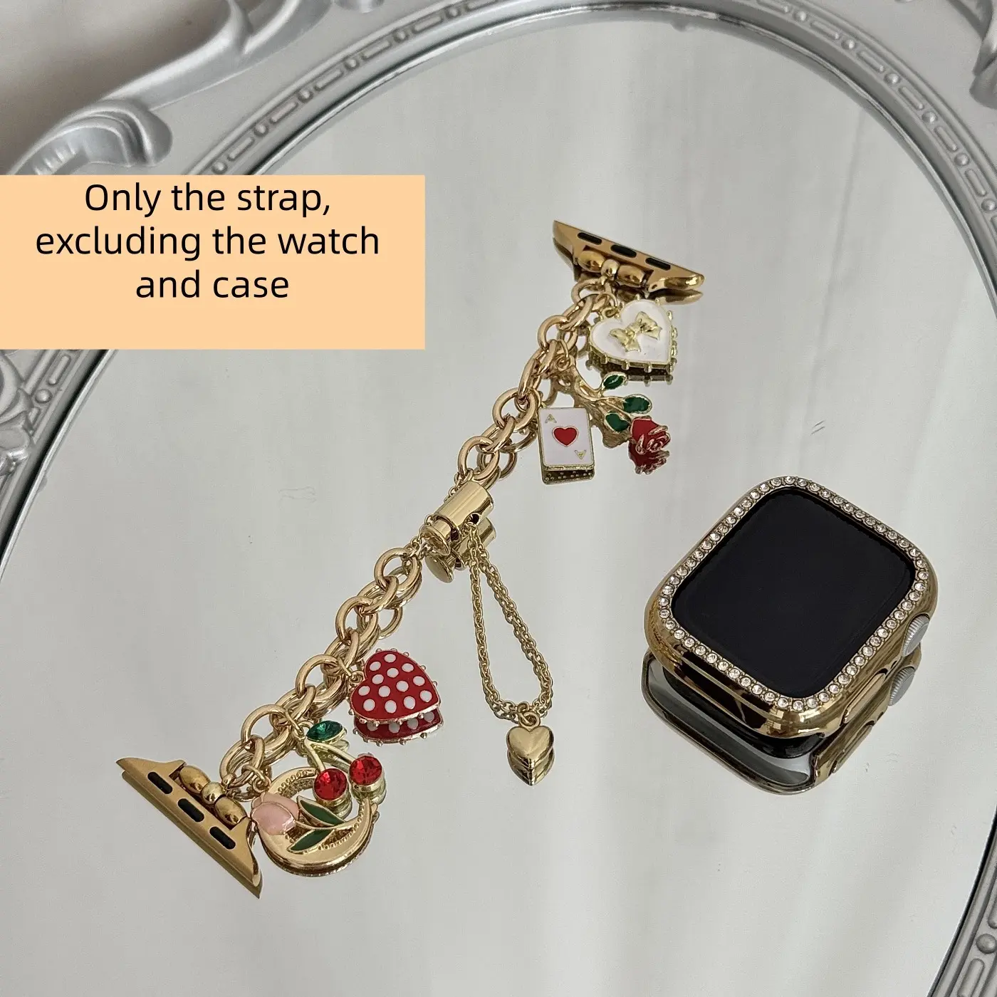metal alloy polka dot heart-shaped smart watch straps, Wearable Accessory, compatible with Apple Watch 38/40/41/42/44/45/49mm, suitable for Apple Watch series Ultra/SE/9/8/7/6, strap only, watch and case not included, Smartwatch Accessories