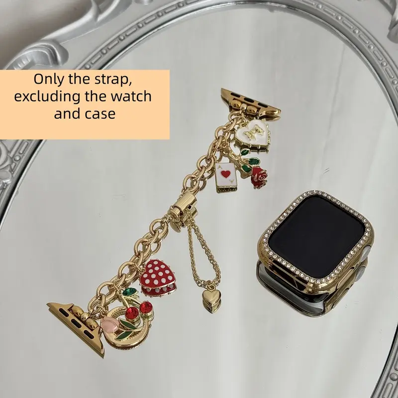 metal alloy polka dot heart-shaped smart watch straps, Wearable Accessory, compatible with Apple Watch 38/40/41/42/44/45/49mm, suitable for Apple Watch series Ultra/SE/9/8/7/6, strap only, watch and case not included, Smartwatch Accessories