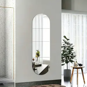Full Body Length Mirrors for Walls, 4pcs Acrylic Plexiglass Reflective Set, Wall-Mounted, Frameless, Square, Makeup, Home, Gym, Hallway, Dorm, Self Adhesive