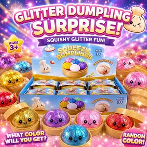 2026 New Flashing Dumpling Sensory Squeeze Toy, Rare Hidden Edition, Soft Tpr Dough Ball with Steamer, Stress Relief Toy