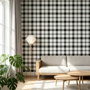 Tartan Plaid Peel and Stick Wallpaper, Vintage Checkered Wall Decor, Mould-Proof, for Living Room, Bedroom, Home Renovation