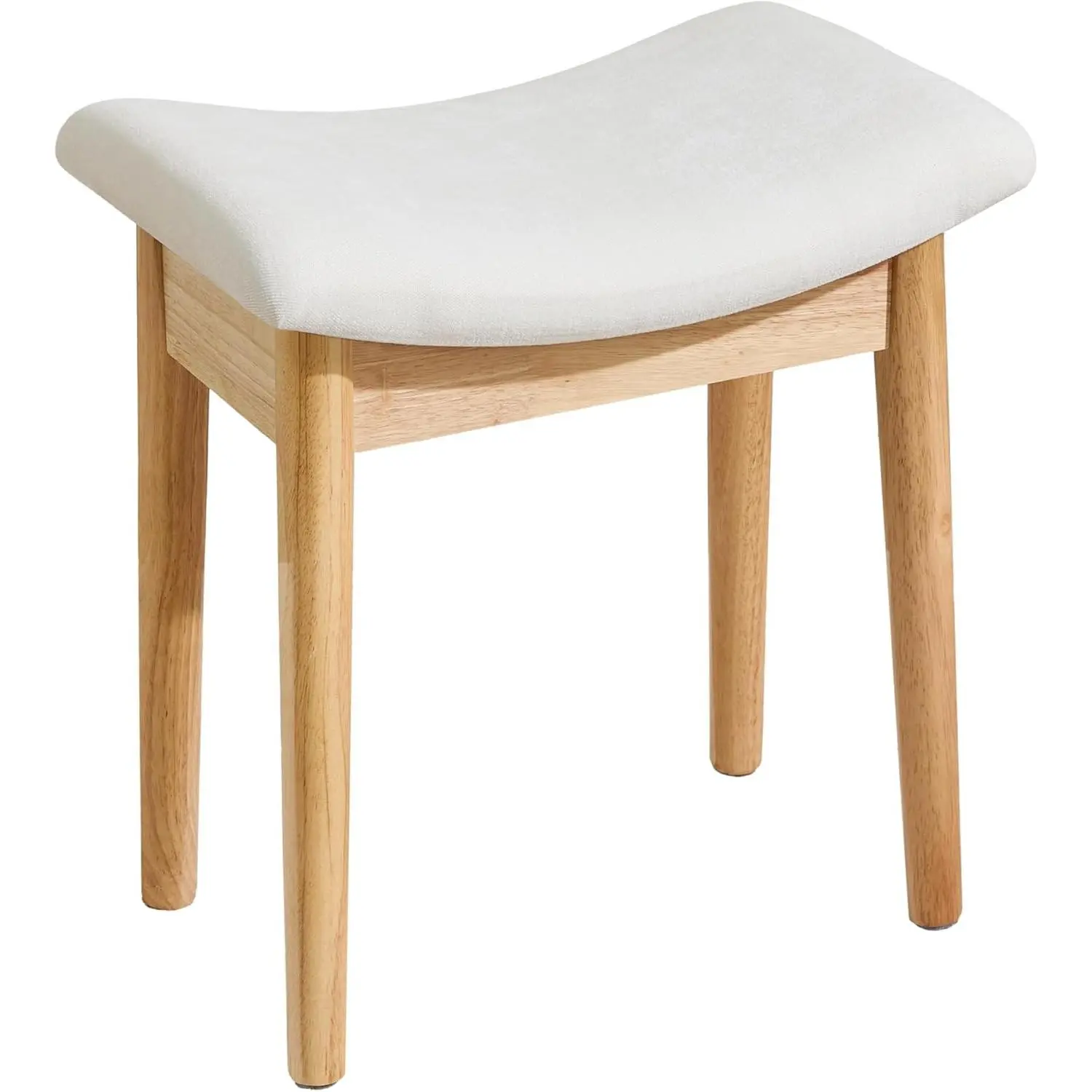 Vanity Stool with Saddle Cushion, 18 Inch Makeup Vanity Chair for Living Room, Modern Foot Stool Ottoman Piano Bench, Small Upholstered Bench for Bedroom, Beige