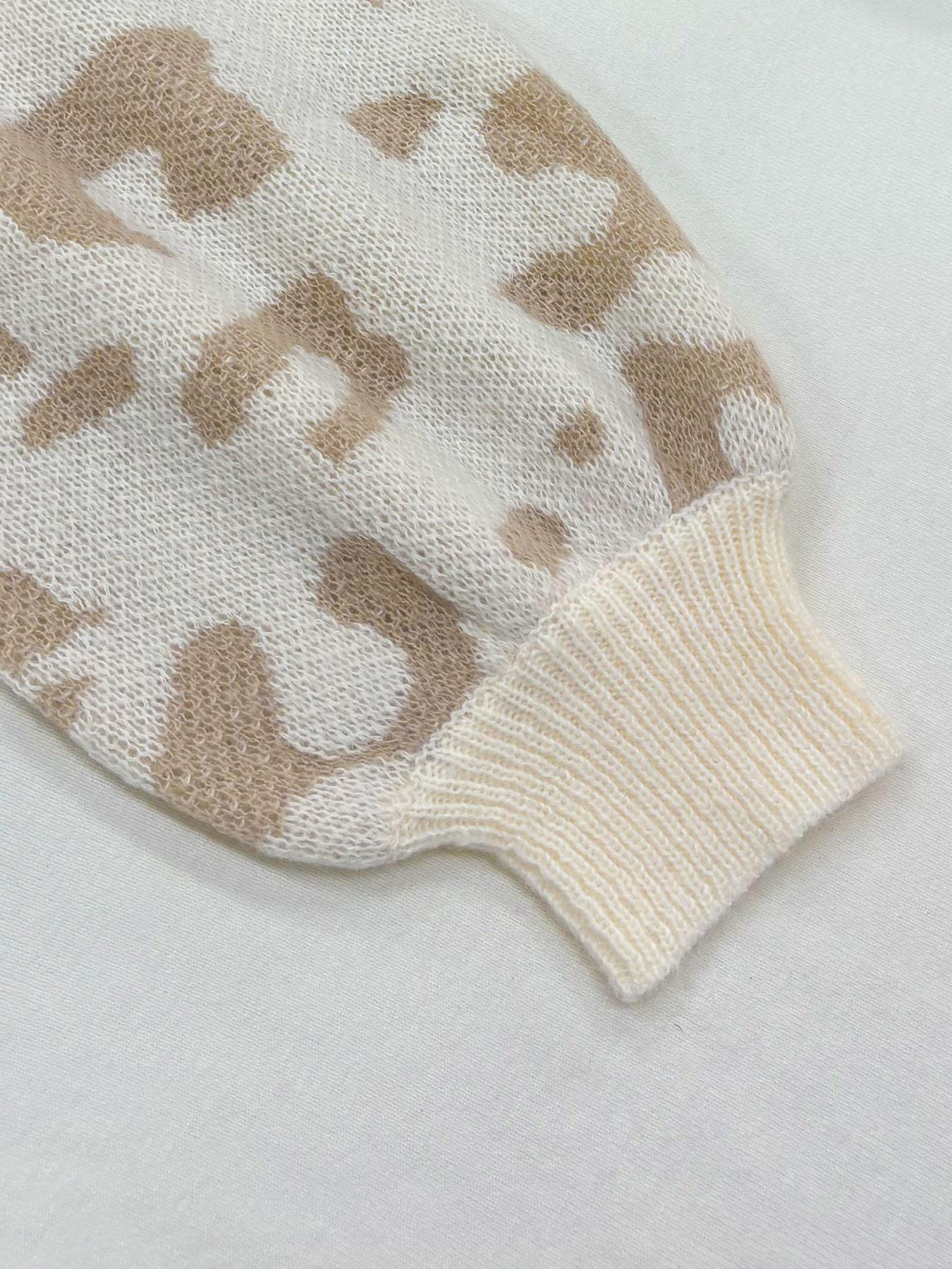 Women's Leopard Print Crew Neck Sweater, Casual Long Sleeve Jumper for Fall & Winter, Fashion Ladies' Knitwear Knitting for Daily Wear