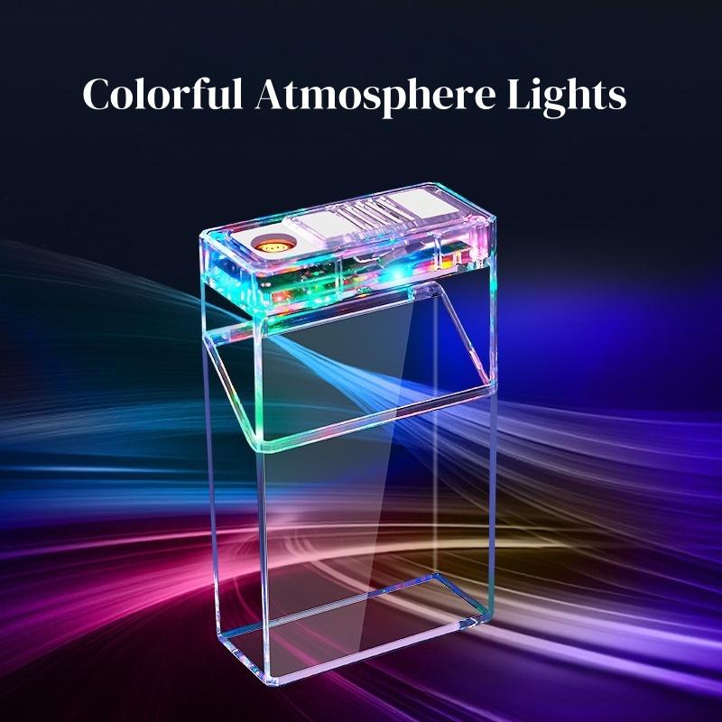 Transparent box lighter, tungsten wire lighter, rechargeable windproof lighter, USB rechargeable lighter, soft and hard shell compatible, box rack that can hold 20