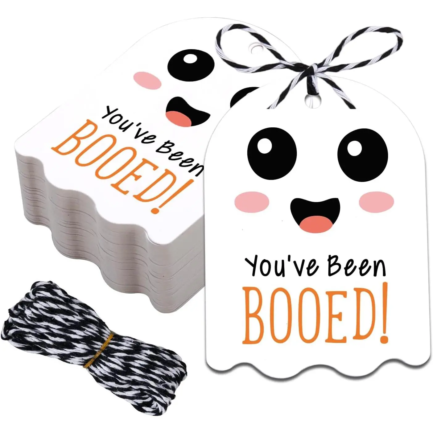 80 count Halloween Tags with String - You've Been Booed  Tags Boo Bags | Happy Halloween Party Decor  Paper  Wrap Candy Bag, Cute Name Tag Stickers for Goodie Bags, Boo Basket Stuffers