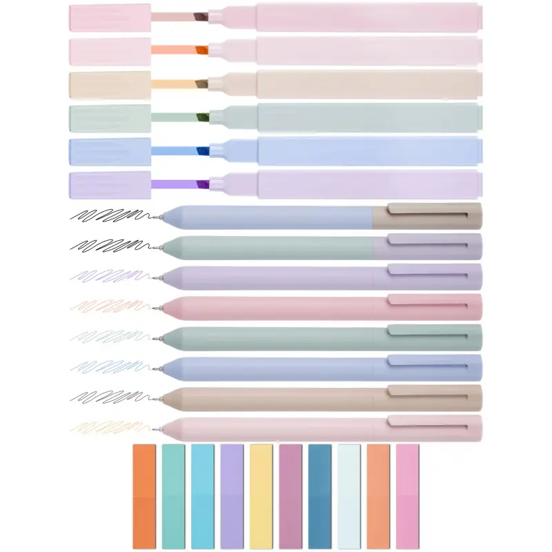 Bible Highlighters and Pens Set of 14-Morandi-Colored Ink Highlighters,Sticky Notes Set Supplies Kit Journal study accessory pastel book