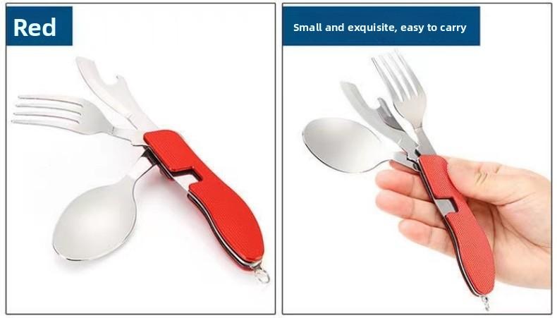 Portable Stainless Steel Cutlery Set for Travel Camping Knife Fork Spoon 3 in 1 Folding Utensils Outdoor Multi - Function Cutlery