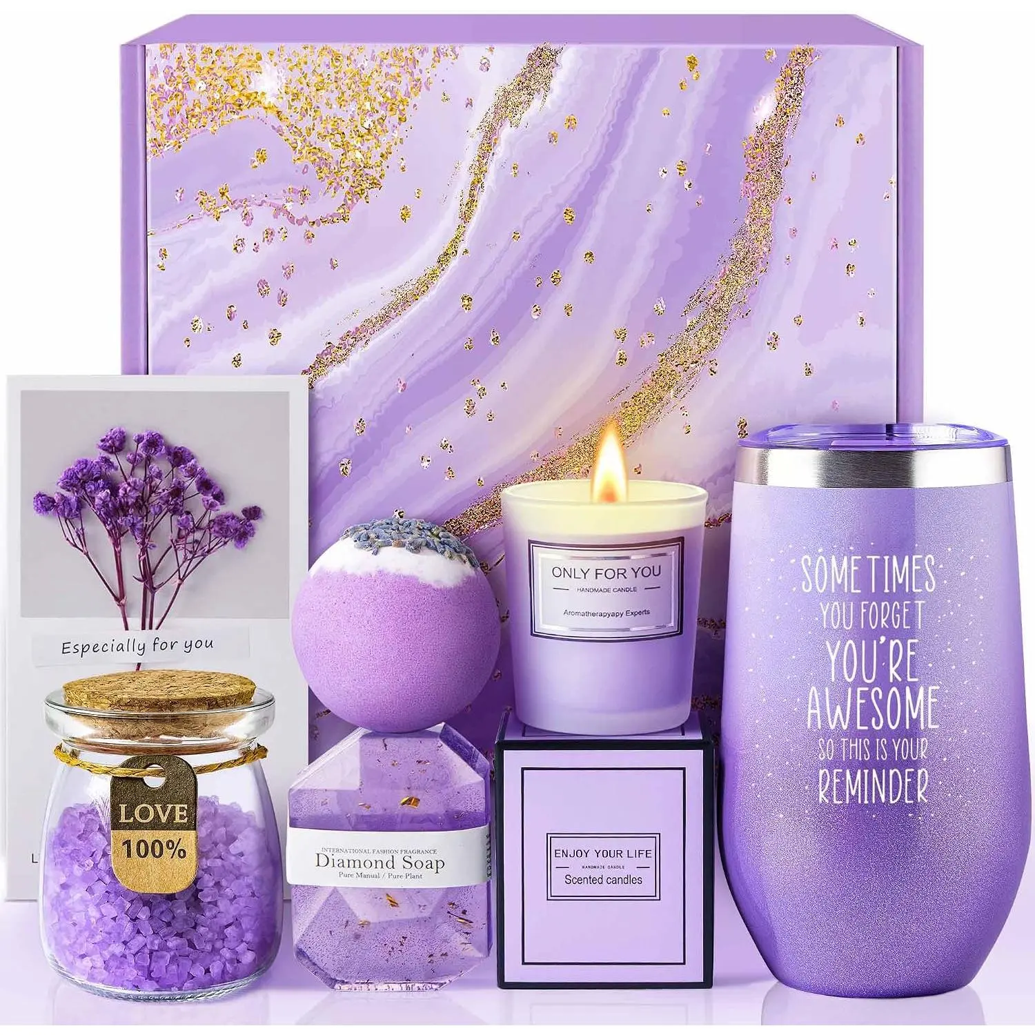 Gifts for Women, Mom, Wife, Girlfriend, Sister, Her - Happy Birthday, Christmas, Vantine's Day,  Day Gifts - Lavender   Basket Set