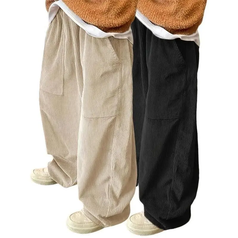 Men's Solid Wide Leg Pants, Casual Comfy Trousers for Daily Wear, Woven Bottoms for All Seasons