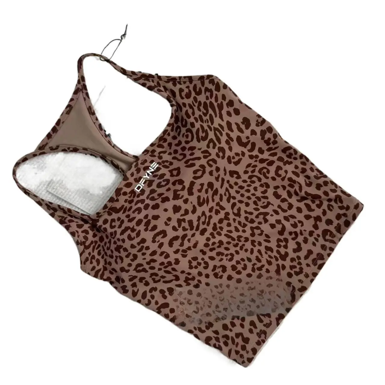DFYNE Leopard Print 2 Piece Workout Set Women Padded Support Sports Bra High Waist Shorts Nylon Spandex Yoga Gym Fitness Outfit