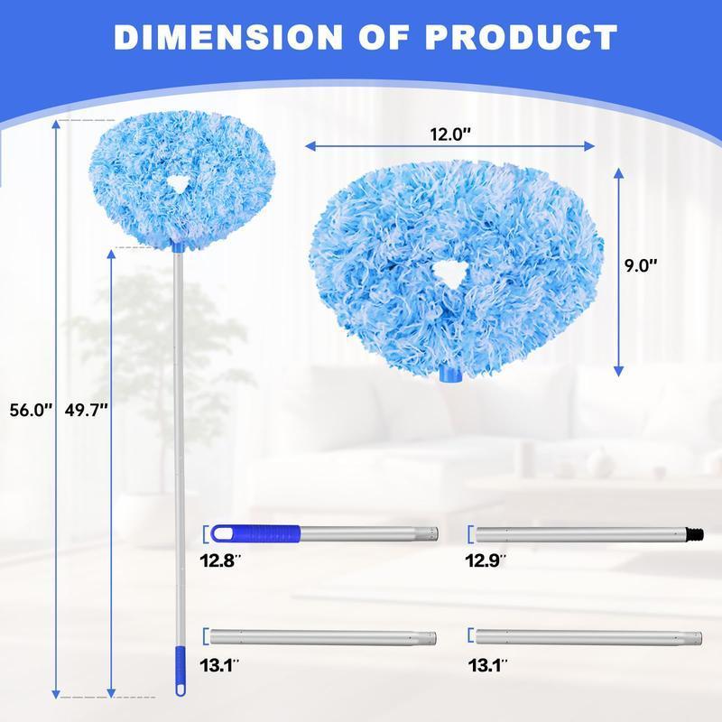 Feather Dust Wall Ceiling Fan Duster with Extension Pole – Microfiber Washable Cleaner for High Ceilings & Fan Blades, Dust Removal Brush, High Ceiling Cleaning, Household Cleaning Tool, Ready for Summer