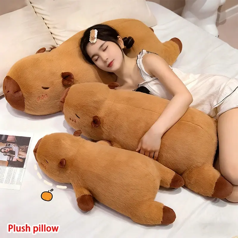 Kawaii Capybara Plush Toy - Fluffy Look Stuffed Doll, Soft Long Sleep Pillow Sofa Cushion, Kids Favorites for Back to School Haul, Pretend Play, Xmas, C