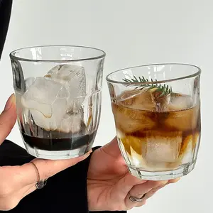 2PCS!!!Two Pack Glass Coffee Cups, Ice Coffee Mugs, Cold Drink Glasses, Juice Cups, Suitable for Cafes, Durable and Stylish Design