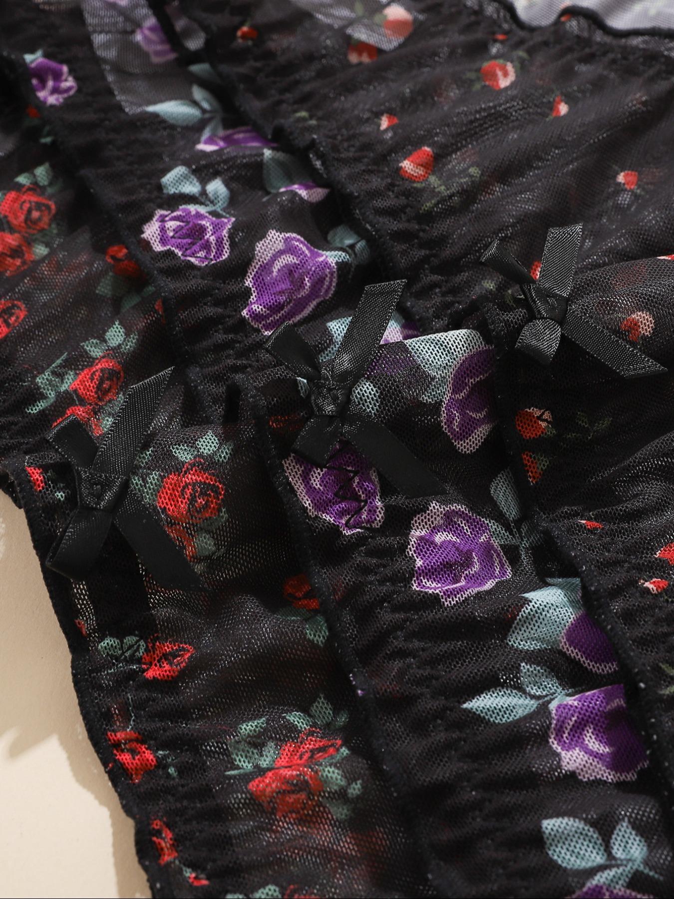 【0XL-4XL】 Floral Print Panty, Breathable Comfortable Panties for Daily Wear, Women's Underwear for All Seasons