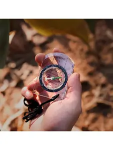 1PC Brand New Outdoor Mini Acrylic Clear Compass for Map Survey Direction Navigation Off Road Can Be Hung As Keychain With Rope