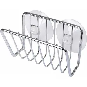 Sponge Holder for Kitchen Sink, Stainless Steel Suction Cup Sponge Caddy - Silver