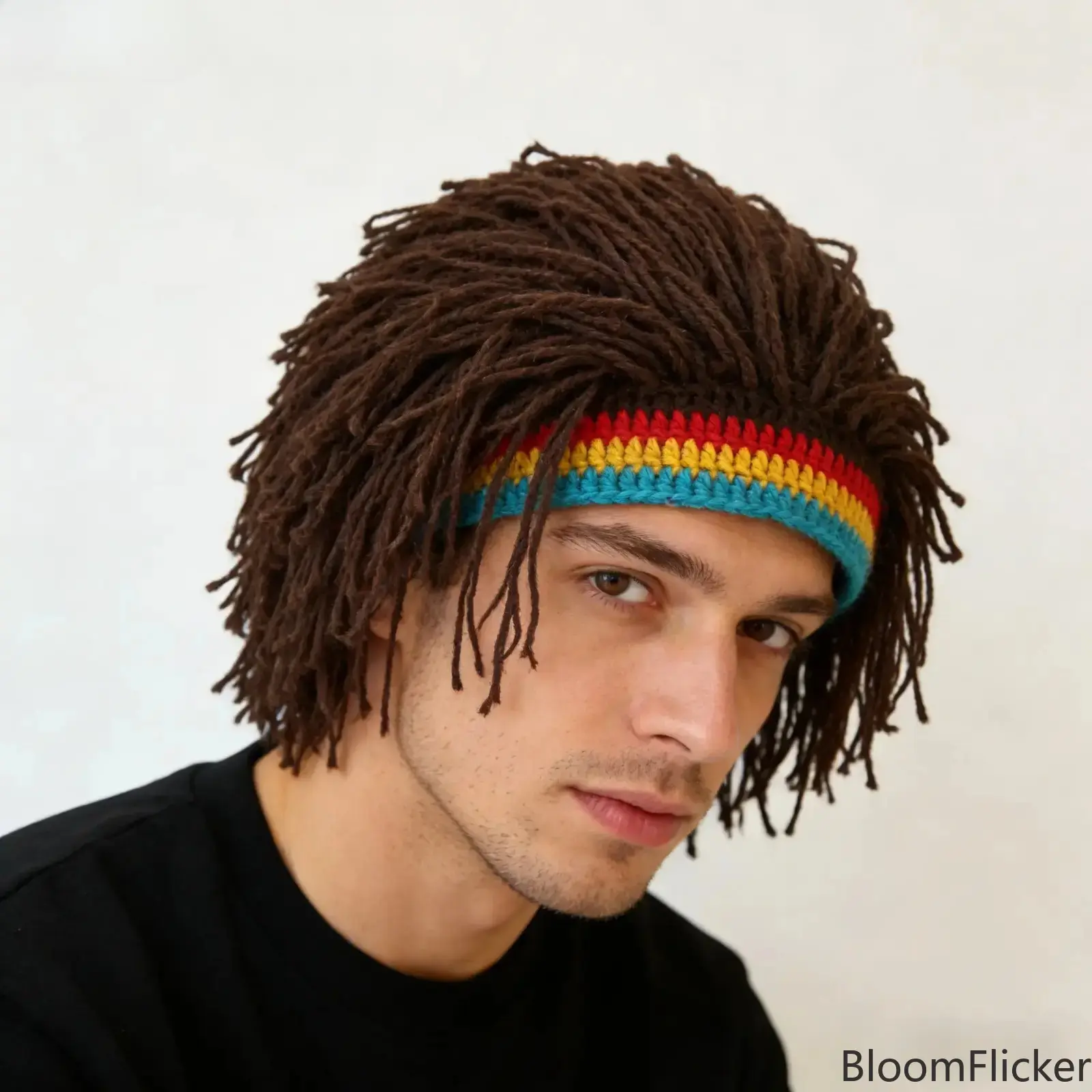 Hip Hop Style Dirty Braids Wigs & Woven Hat Set, Trendy Fun Festival Outfit Accessories, Perfect Matching Decor For Music Festivals, Beach Parties & Street Hip Hop Daily Styling