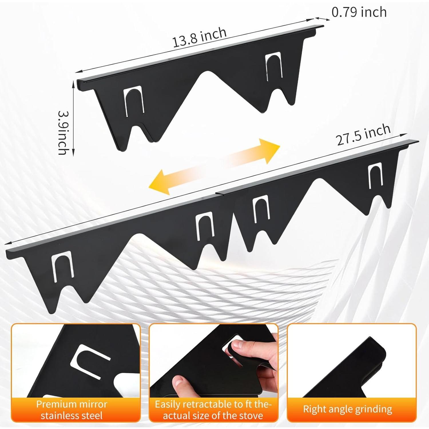 Stove Gap Covers Stainless Steel, 2 count Stove Gap Filler, Heat Resistant and Easy to Clean, Retractable Length 13.8" to 27.5", Width 0.79",Black Stove Gap Covers Stainless Steel, 2 count Stove Gap Filler, Heat Resistant and Easy to Clean, Retractable Length 13.8" to 27.5", Width 0.79",Black