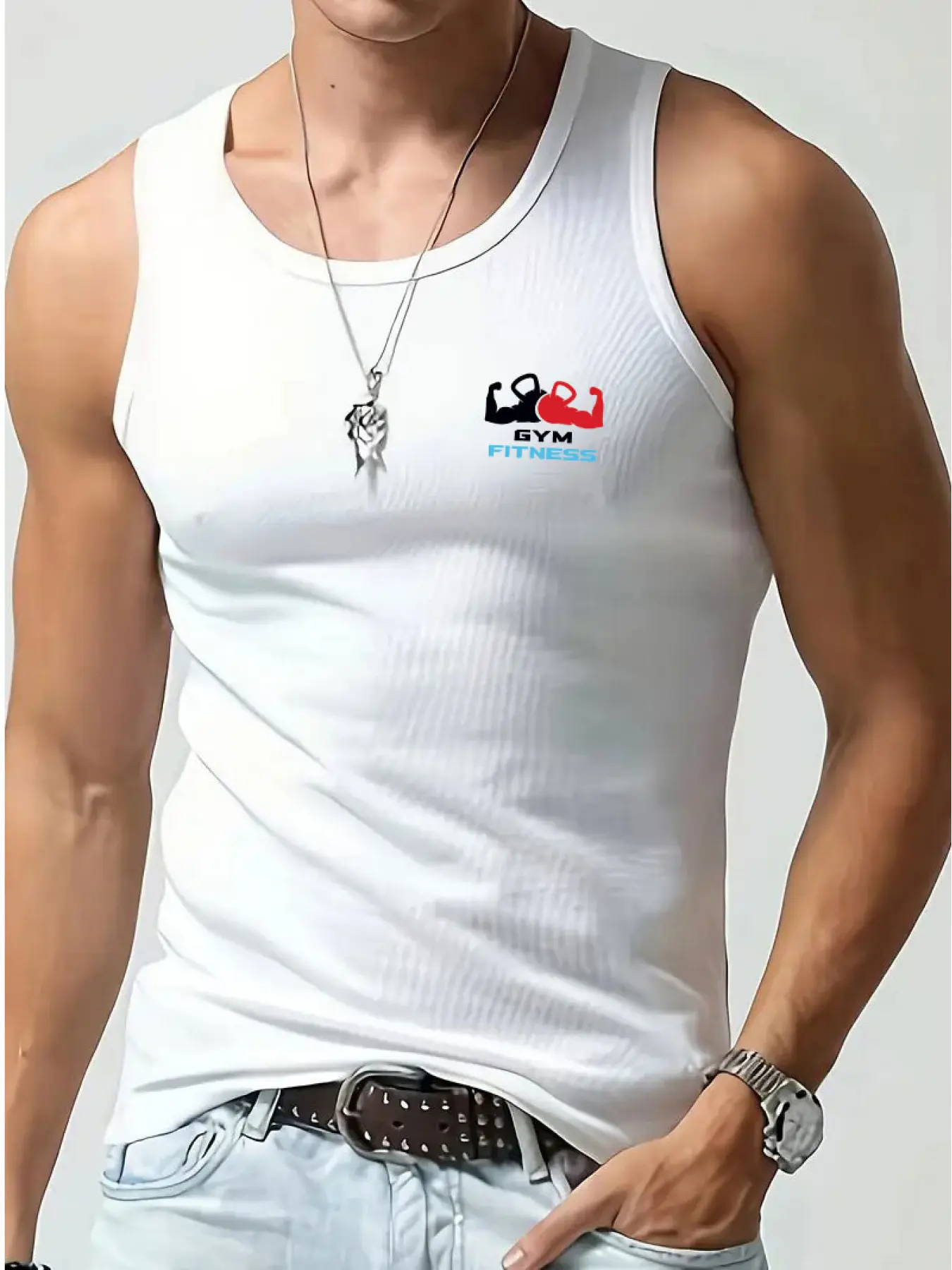 Men'S Training Vest Is Stylish Both Inside And Outside With A Large U-Neck Design That Optimizes The Head Neck Shoulder Ratio And Is Super Durable