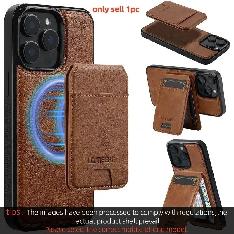 Detachable Magnetic 2 In 1 Protective Leather Case For Smartphone iPhone 16E 17 1615 14 13 12 11 Pro Card Pocket Phone Cover Accessories Casing