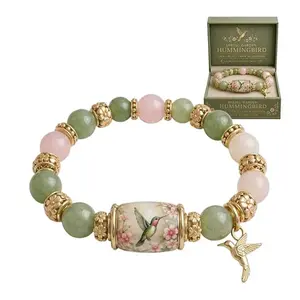 2026 Limited Edition Love Peace Spring Hummingbird Blessings Bracelet with Gift Box for Women Inspirational Bee Bluebird Butterfly Bracelet Jewelry Charm Beads Wristband Elastic Stretch