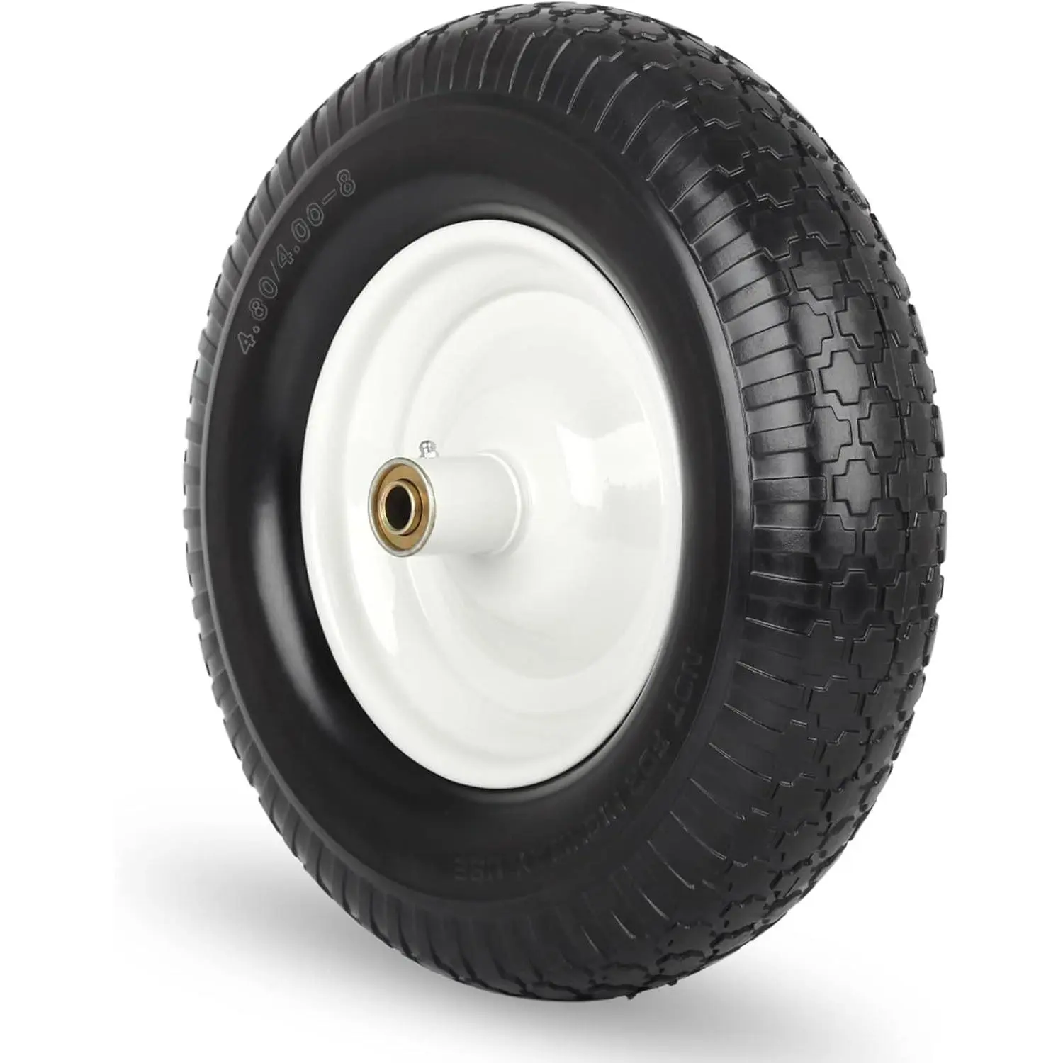 16" Solid Wheelbarrow Tire, 4.80/4.00-8" Flat-Free Tire and Wheel, 6" Centered Hub, 5/8" Axle Bore Hole for Wheel Barrow Garden Utility Cart Replacement
