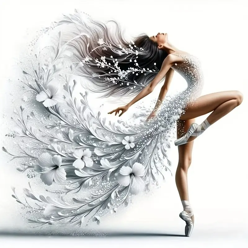 New Dancer and Floral 5D DIY Diamond Painting Kit, Diamond Art Painting Crafts, Pretty Girl Suitable for Bedrooms, Kitchens, Classrooms, Home Decor. Features Round Diamonds, No Framing Required, Easy. Ideal as a Holiday Gift for Occasions Such