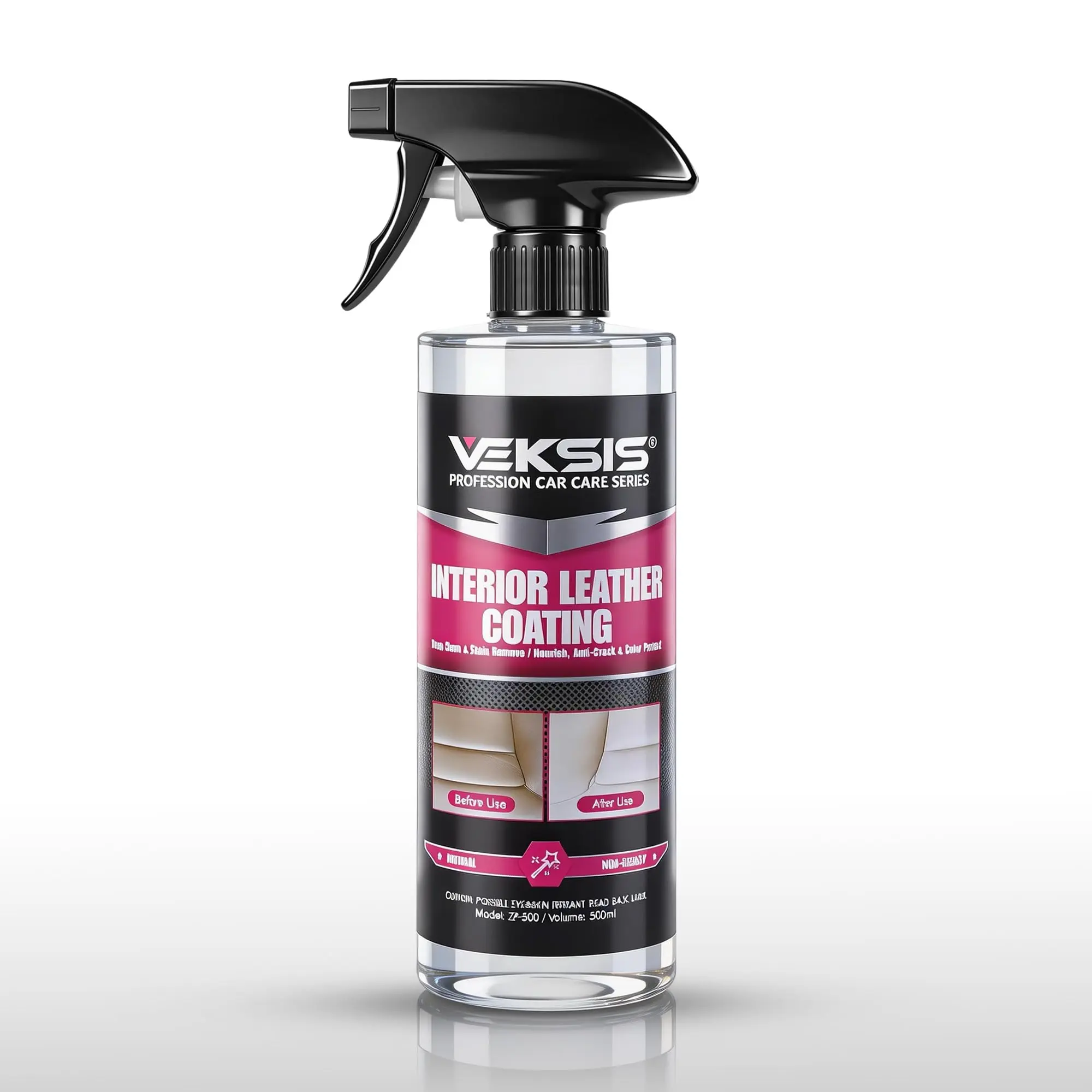 Veksis Interior Leather Coating – 500ml Ceramic Leather Protectant for Cars, Non-Greasy Dry Touch Formula, UV Protection, Restores & Maintains Matte Finish, Safe for Auto Seats, Furniture