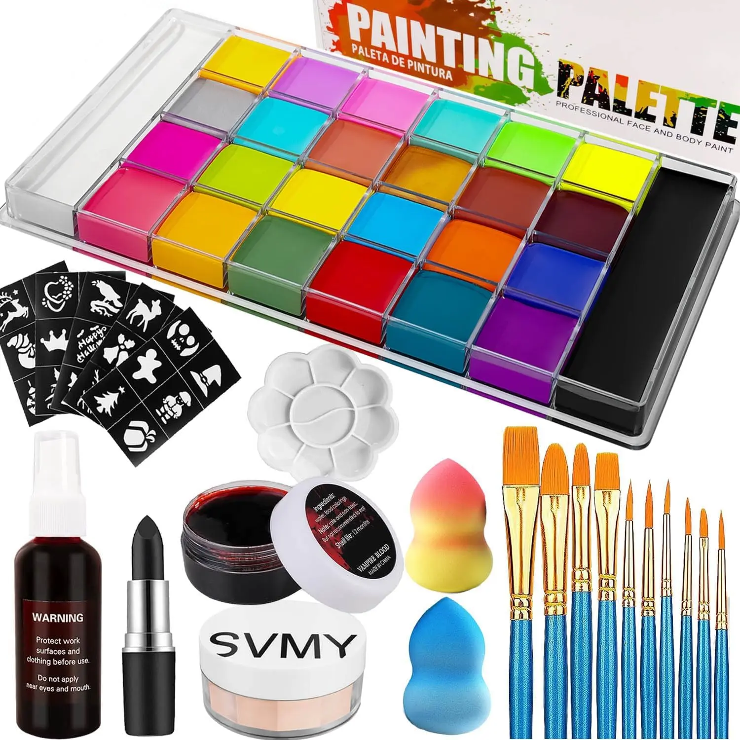 New 26 Colors Face & Body Paint Palette Kit,Halloween Makeup Kit, Face Painting Kit Professional, Ideal For Halloween Cosplay Party SFX Arty Stage Makeup(26-Colors Set)