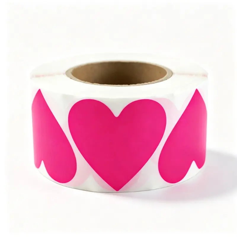 500pcs 1.5inch Fluorescent Heart Stickers, Adhesive Heart Shape Labels, Wedding Gift Envelope Decorative Seals, Party Supplies