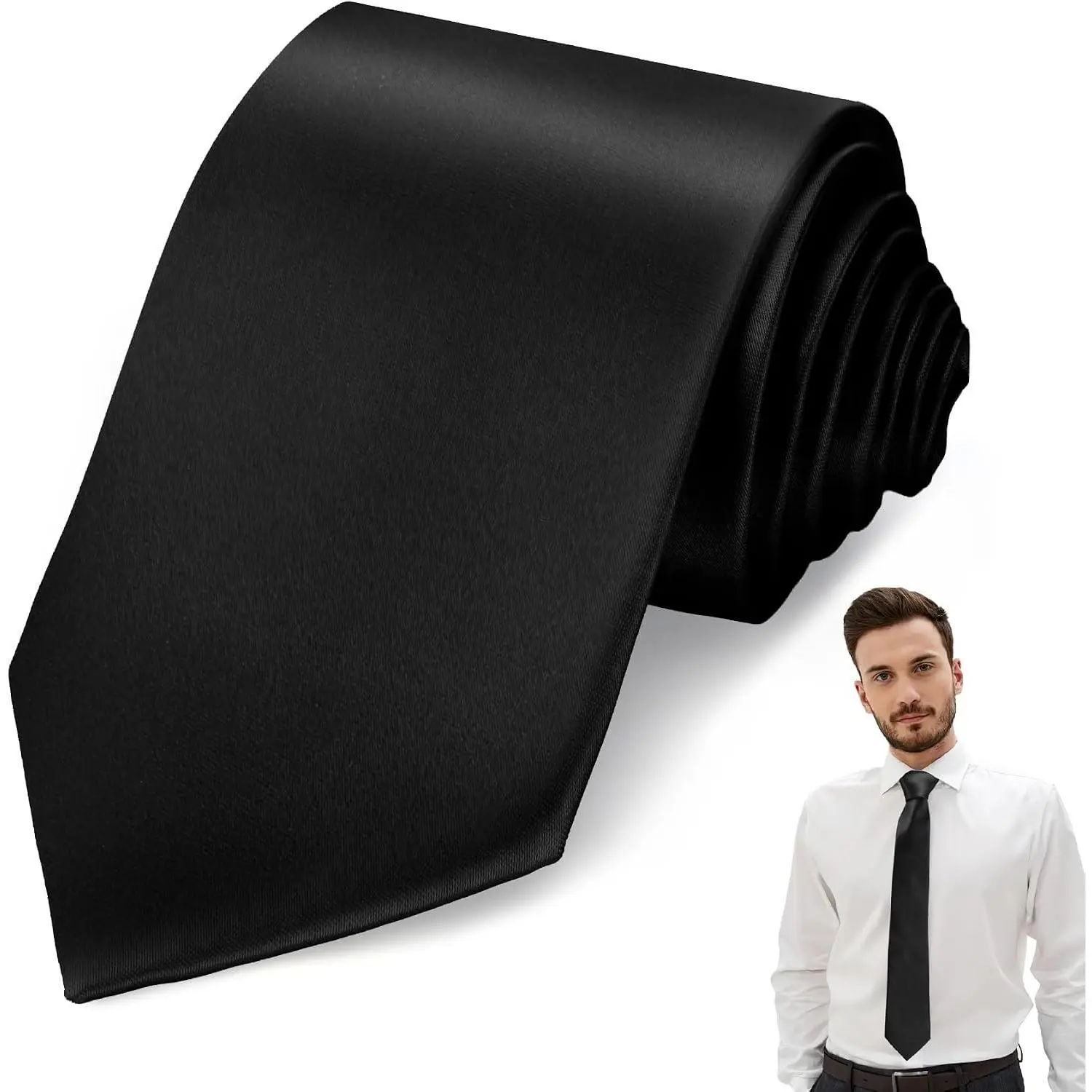 Ties for Men, Mens Ties Solid Color, Men's Neckties Satin, Formal Tie for Wedding Business Graduation