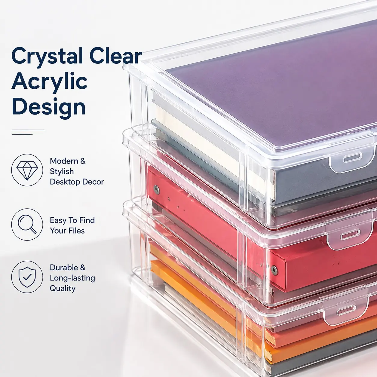 Cozyark A4 File Organizer Rack – Transparent Acrylic Desktop Document Holder, Dust-Proof Paper Storage Box for Home Office, Study Room & Workspace Organization